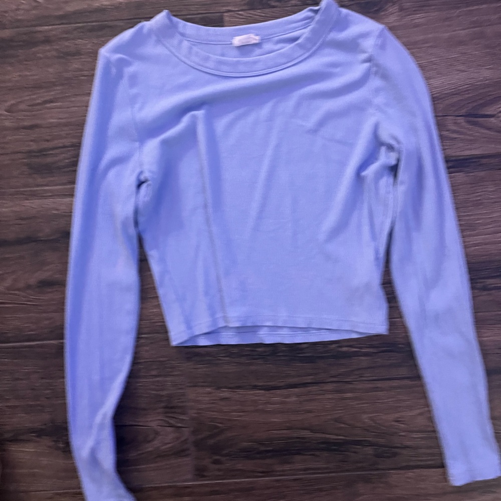 Baby blue long sleeve crop top